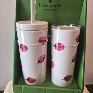 Kate Spade White and Pink Strawberry Tumbler Set